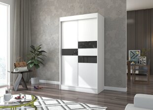 Riidekapp Adrk Furniture Batia 120 cm, valge/must hind ja info | Kapid | kaup24.ee