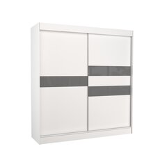 Riidekapp Adrk Furniture Batia 200 cm, valge/hall hind ja info | Kapid | kaup24.ee