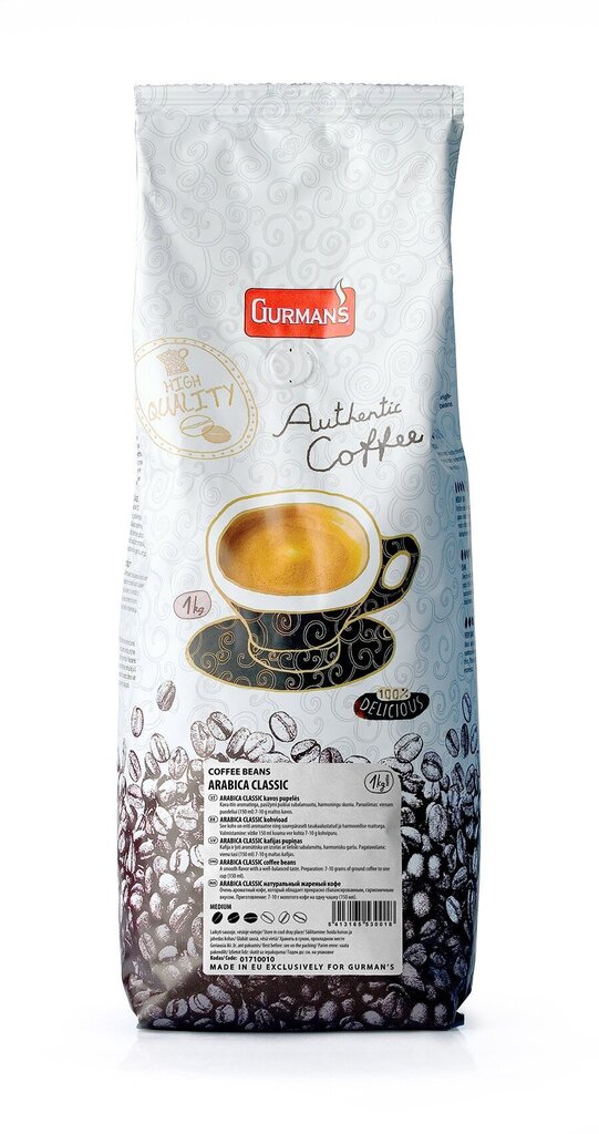 Kohvioad GURMAN'S Arabica Classic, 1 kg цена и информация | Kohv, kakao | kaup24.ee