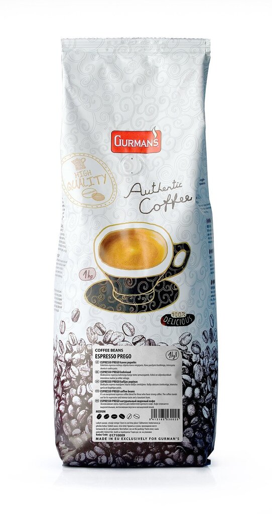 Espresso kohvioad GURMAN'S Prego, 1 kg цена и информация | Kohv, kakao | kaup24.ee