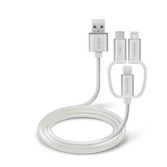 3 In 1 Charging Cable 1.2m By SBS White hind ja info | Kaablid ja juhtmed | kaup24.ee