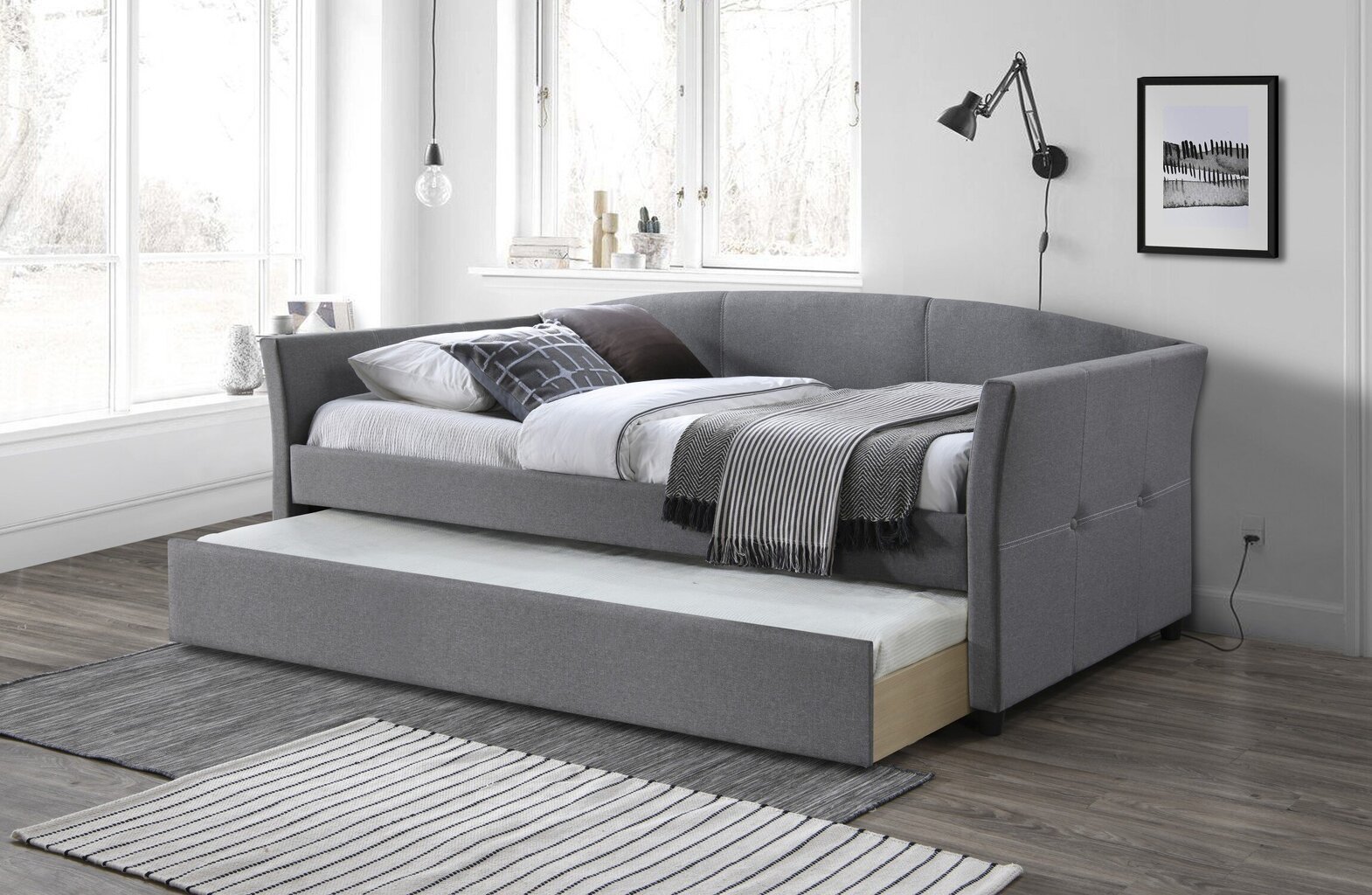 Kahene voodi Halmar Sanna 90x200 cm, hall hind ja info | Voodid | kaup24.ee