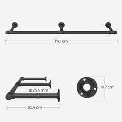 Riidetoru seinale, 30,4 x 170 x 7 cm, must цена и информация | Вешалки для одежды | kaup24.ee