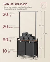 Pesukorv 2 x 46 liitrit koos riidepuu ja riiuliga 73 x 33 x 177 cm hind ja info | Vannitoa sisustuselemendid ja aksessuaarid | kaup24.ee