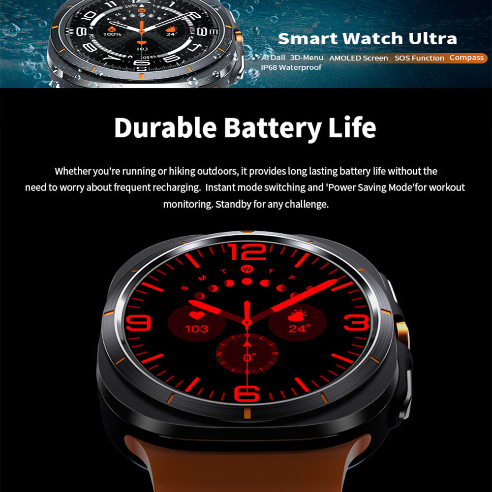 Watch 7 2024 Jaoks Uus Klassikaline Nutikell Meeste Naiste Kohandatud Numbriga Hd Amoled Häälkõne Gps Nfc Jälgija Spordikellad hind ja info | Nutikellad (smartwatch) | kaup24.ee