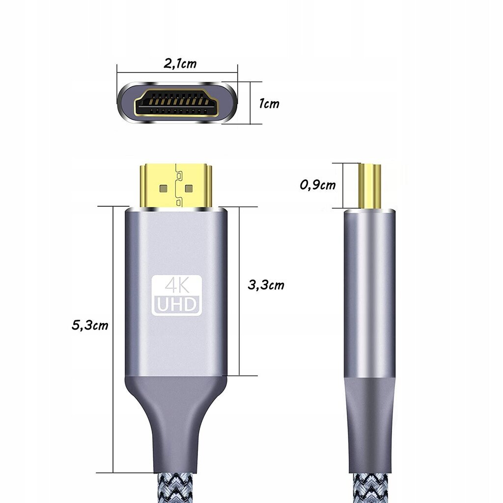 HDMI 2.0 High Speed 3D 4k UHD kaabel 1m цена и информация | Kaablid ja juhtmed | kaup24.ee