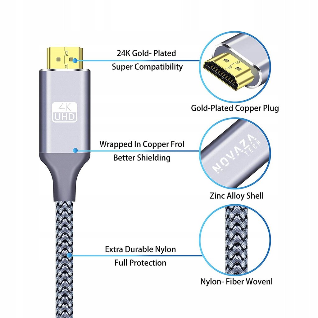 HDMI 2.0 High Speed 3D 4k UHD kaabel 0.5m hind ja info | Kaablid ja juhtmed | kaup24.ee