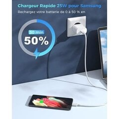 25 W kiire USB-C laadija Samsung Galaxy A13 5G A33 A53, A34 A54 A14 A52 A72, S23 S22 S21 Ultra S21 Fe S21 Plus S20 [H34] hind ja info | Akulaadijad | kaup24.ee