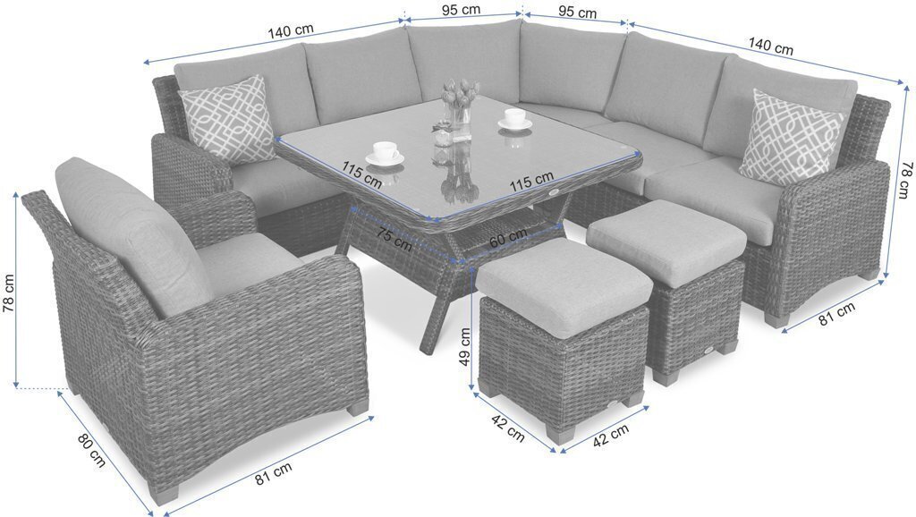 Aiamööblikomplekt Toledo Dining, hall hind ja info | Aiamööbli komplektid | kaup24.ee