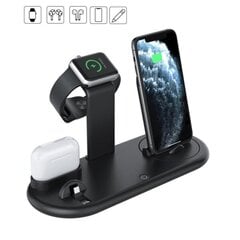 7i1-laturi iWatch iPhone AirPods lihtne telakointiasema iPen Black 250x104x56 mm цена и информация | Зарядные устройства для элементов питания | kaup24.ee