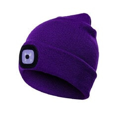 (-lilla) Beanies meestele Soliidne kootud müts LED-valgustusega Hip-Hop stiilis baretid Kaasaskantavad soojad villased kapotid naistele цена и информация | Женские шапки | kaup24.ee