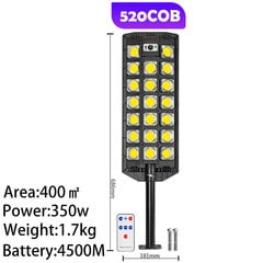 (520COB) Uus päikeseenergia tänavavalgusti võimas 20000LM veekindel LED-seinalamp ülihele korvpalliväljaku teele hind ja info | Jõulutuled | kaup24.ee