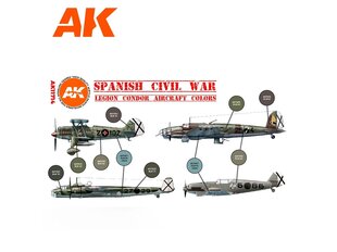 AK Interactive - 3rd generation - Aкрил набор красок Spanish Civil War – Legion Condor Aircraft Colors, AK11714 цена и информация | Принадлежности для рисования, лепки | kaup24.ee