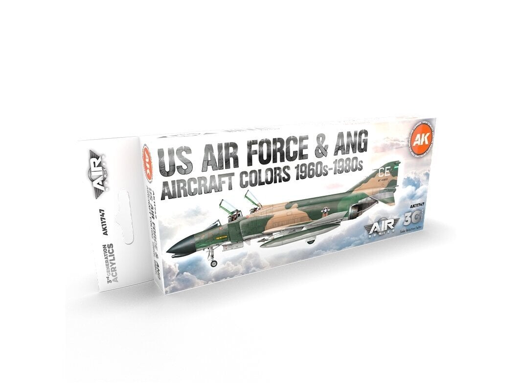 AK Interactive - 3rd generation - Akrüül värvikomplekt US Air Force & ANG Aircraft Colors 1960s-1980s, AK11747 hind ja info | Kunstitarbed, voolimise tarvikud | kaup24.ee