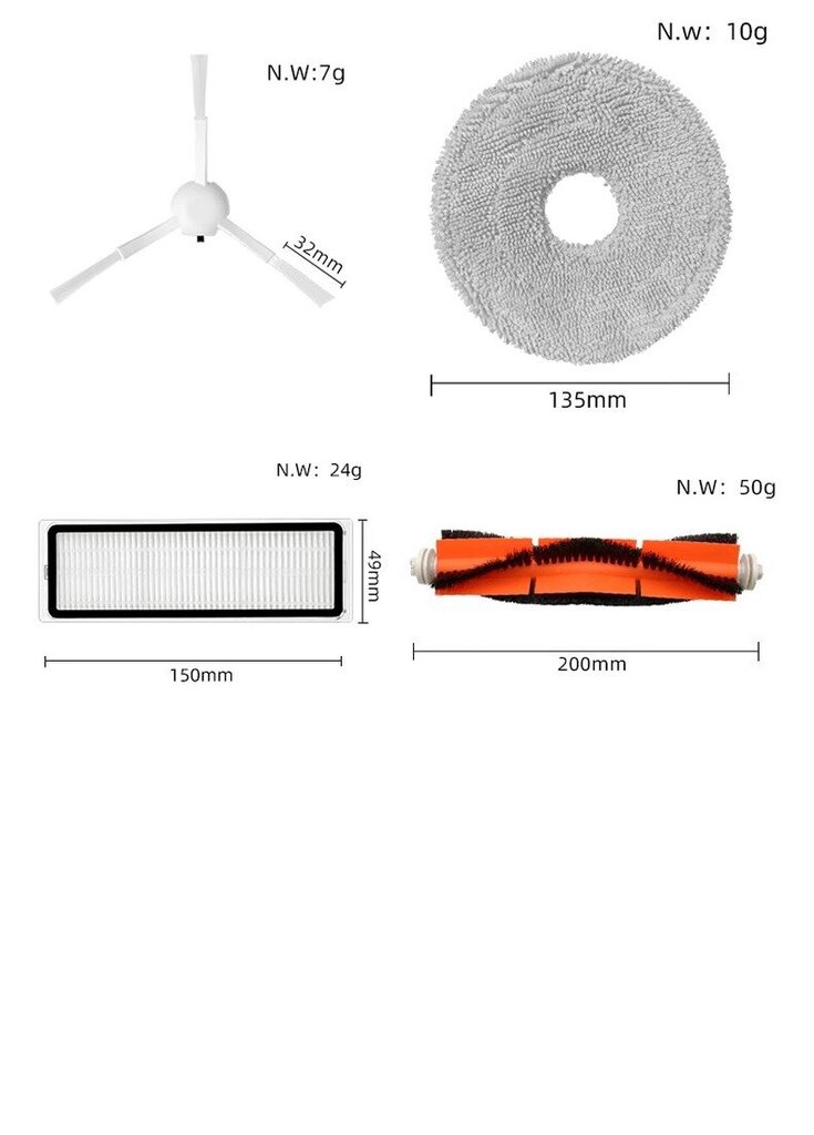 Sobib Xiaomi S10+ pühkimis- ja mopimisroboti tarvikutele X10+ L10s Ultra põhiharja filtri riidest tolmukottide komplekt hind ja info | Tolmuimejate lisatarvikud | kaup24.ee