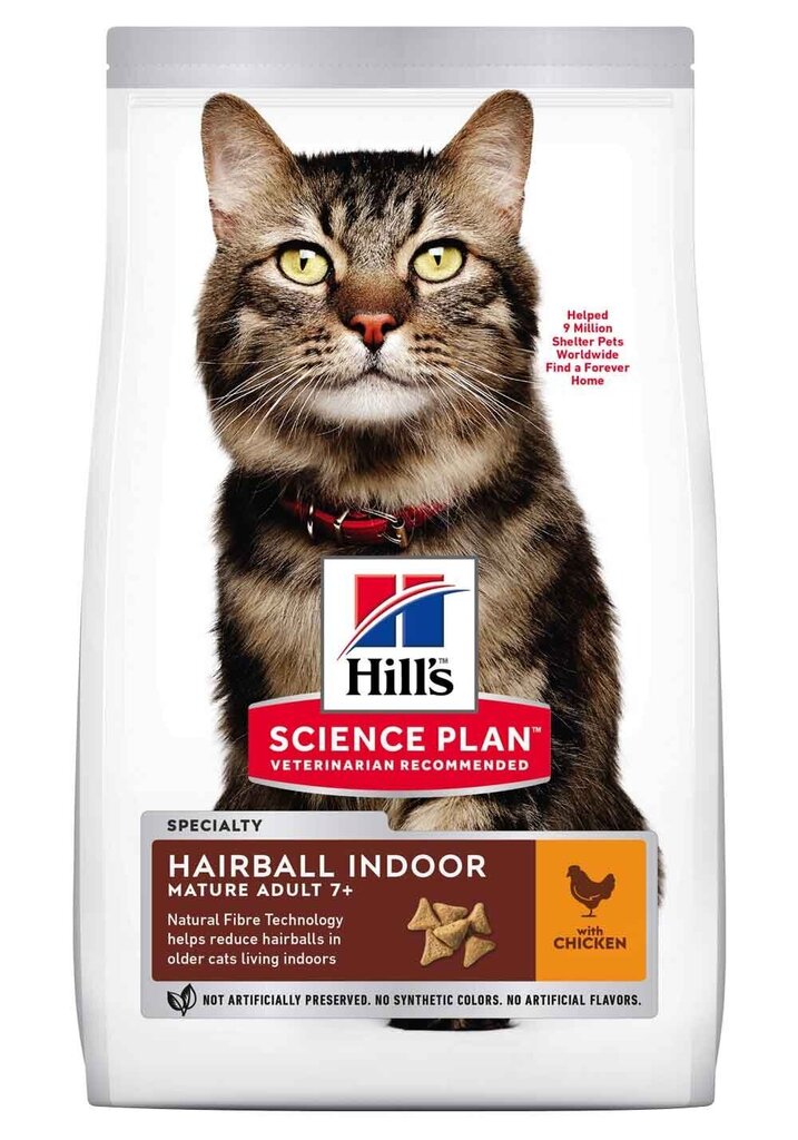 Kuivtoit kassidele Hill's Science Plan Hairball Indoor Mature Adult kanalihaga, 1.5 kg цена и информация | Kuivtoit kassidele | kaup24.ee