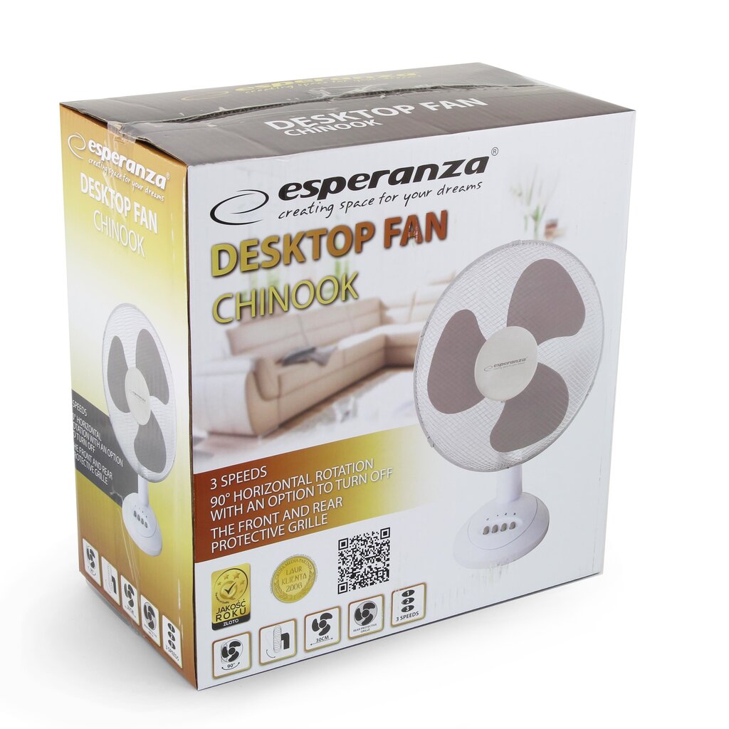 Lauaventilaator Esperanza EHF003WE, valge hind ja info | Ventilaatorid | kaup24.ee