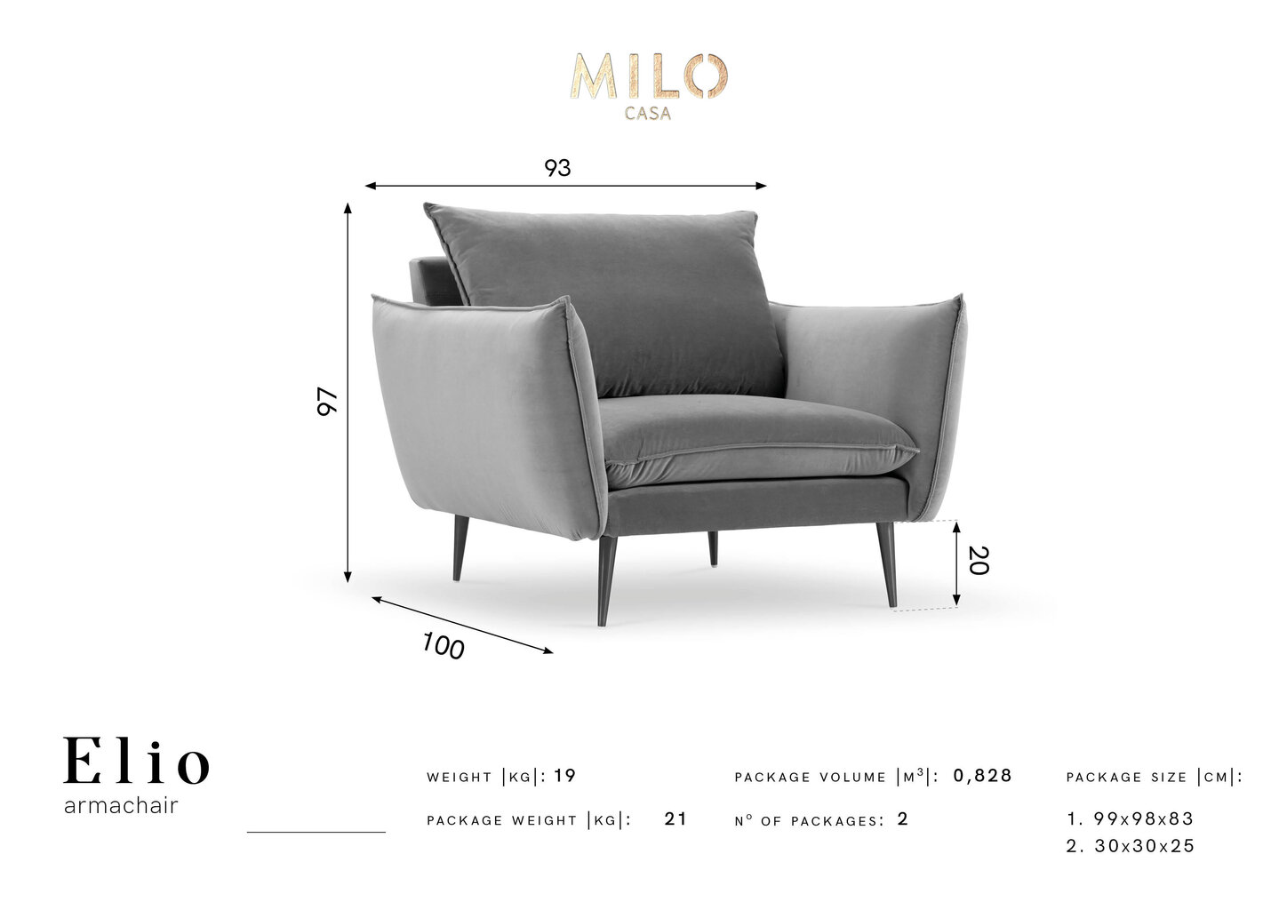 Tugitool Milo Casa Elio, must/must hind ja info | Tugitoolid | kaup24.ee