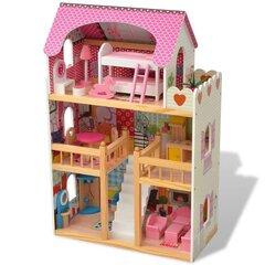 Nukumaja, 3 korrust, puidust, 60x30x90 cm hind ja info | Tüdrukute mänguasjad | kaup24.ee