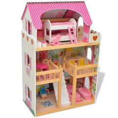 3-ех этажный кукольный домик, деревянный, 60x30x90 см цена и информация | Игрушки для девочек | kaup24.ee