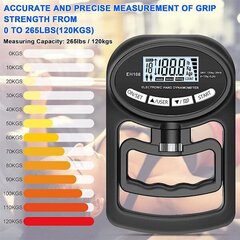 265 naela / 120 kg käsijõumõõtur – elektrooniline käepideme tugevuse tester, must hind ja info | Muud sporditarbed | kaup24.ee