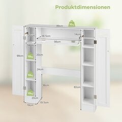 Costway wc-kapp tualettpaberi hoidjaga vannitoa overmount kapi WC alus valge hind ja info | Vannitoa- ja valamukapid | kaup24.ee