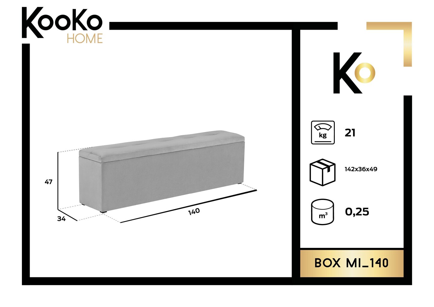 Tumba koos hoiukastiga Kooko Home Mi 140, must hind ja info | Kott-toolid, tumbad, järid | kaup24.ee