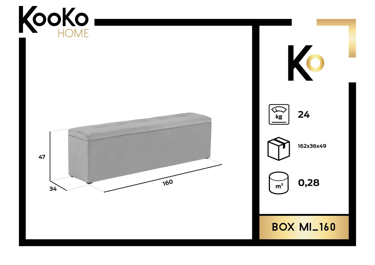 Tumba koos hoiukastiga Kooko Home Mi 160, must hind ja info | Kott-toolid, tumbad, järid | kaup24.ee