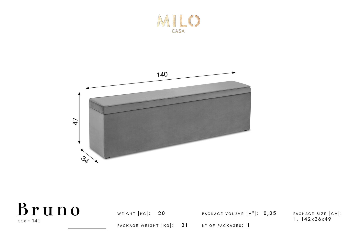 Tumba hoiukastiga Milo Casa Bruno 140, beež hind ja info | Kott-toolid, tumbad, järid | kaup24.ee