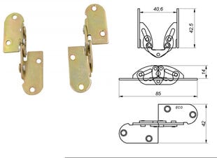 Ukse hing 2 tk multifunktsionaalne liigend 180 kraadi söögilaud peidetud kokkupandav hingega kontorimööbli riistvara - 25 mm ukse hinge (suurus: 18 mm) цена и информация | Другие принадлежности для мебели | kaup24.ee