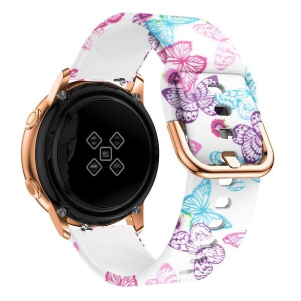 20 mm Samsung Galaxy Watch Active mustriga silikoonist kellarihm - Vivid Butterfly Multicolor hind ja info | Nutikellade ja nutivõrude tarvikud | kaup24.ee