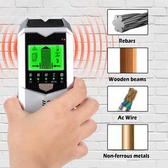 5-ühes stud Finder HD LCD-ekraani, puittalade ja elektrikaablitega – hõbedane цена и информация | Аксессуары для корпусов | kaup24.ee