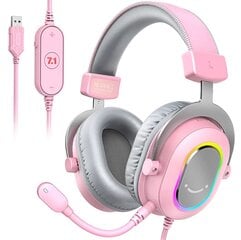 Игровые наушники Pink Fifine Dynamic RGB с микрофоном, 7.1 Touch PC PS4 PS5 3 EQ Опции Игры Кино Музыка цена и информация | Наушники | kaup24.ee