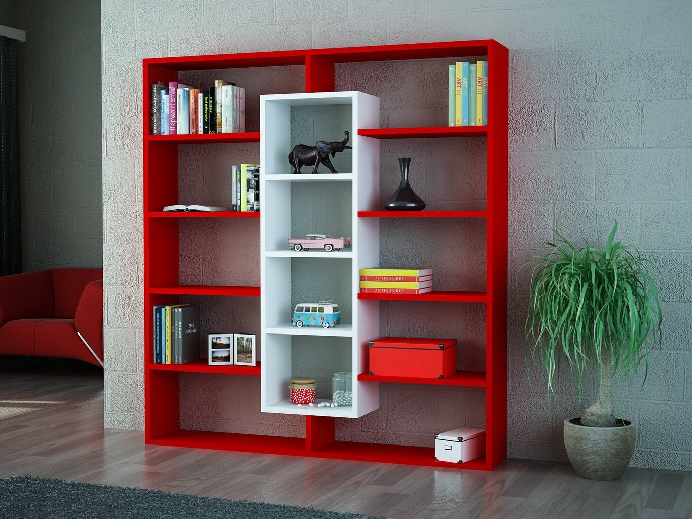Eraldiseisev riiul Kalune Design Ample, punane/valge hind ja info | Riiulid | kaup24.ee