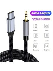 USB C to 3,5 mm helikõlari adapteri Hi-Fi stereo C-tüüpi lisakõrvaklappide isane pikendusjuhe auto kõrvaklappide jaoks, mis ühildub Samsung Galaxy S23 Ultra IPad Pro Air Pixel, IPad Pro-Black hind ja info | Kaablid ja juhtmed | kaup24.ee