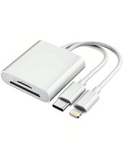 1 tk SD-kaardilugeja, mis ühildub iPhone'i IPad-kaameraga, kahe kaardipesa mälukaardilugeja toetab SD- ja TF-kaardi jälgimiskaamera vaatajat SD-kaardi adapter, kaasaskantav Micro Sd-kaardilugeja - valge hind ja info | Kaablid ja juhtmed | kaup24.ee