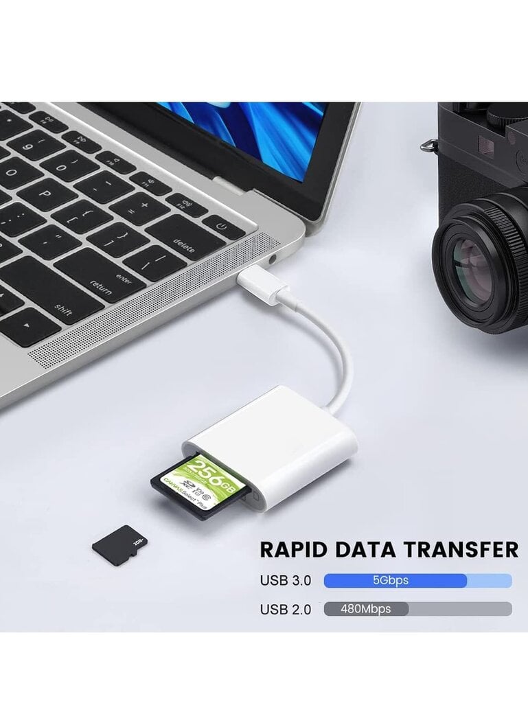 2IN 1 USB C SD-ks, Micro SD-mälukaardilugeja, C-tüüpi SD-kaardilugeja adapter C-tüüpi seadmetele. Toetab Compact Flash / CF / SD / MicroSD tahvelarvutite, sülearvutite ja muude USB-C seadmete jaoks. Plug & Play SD/TF (Micro SD) topeltkaardi pesa, lihtne s hind ja info | Kaablid ja juhtmed | kaup24.ee