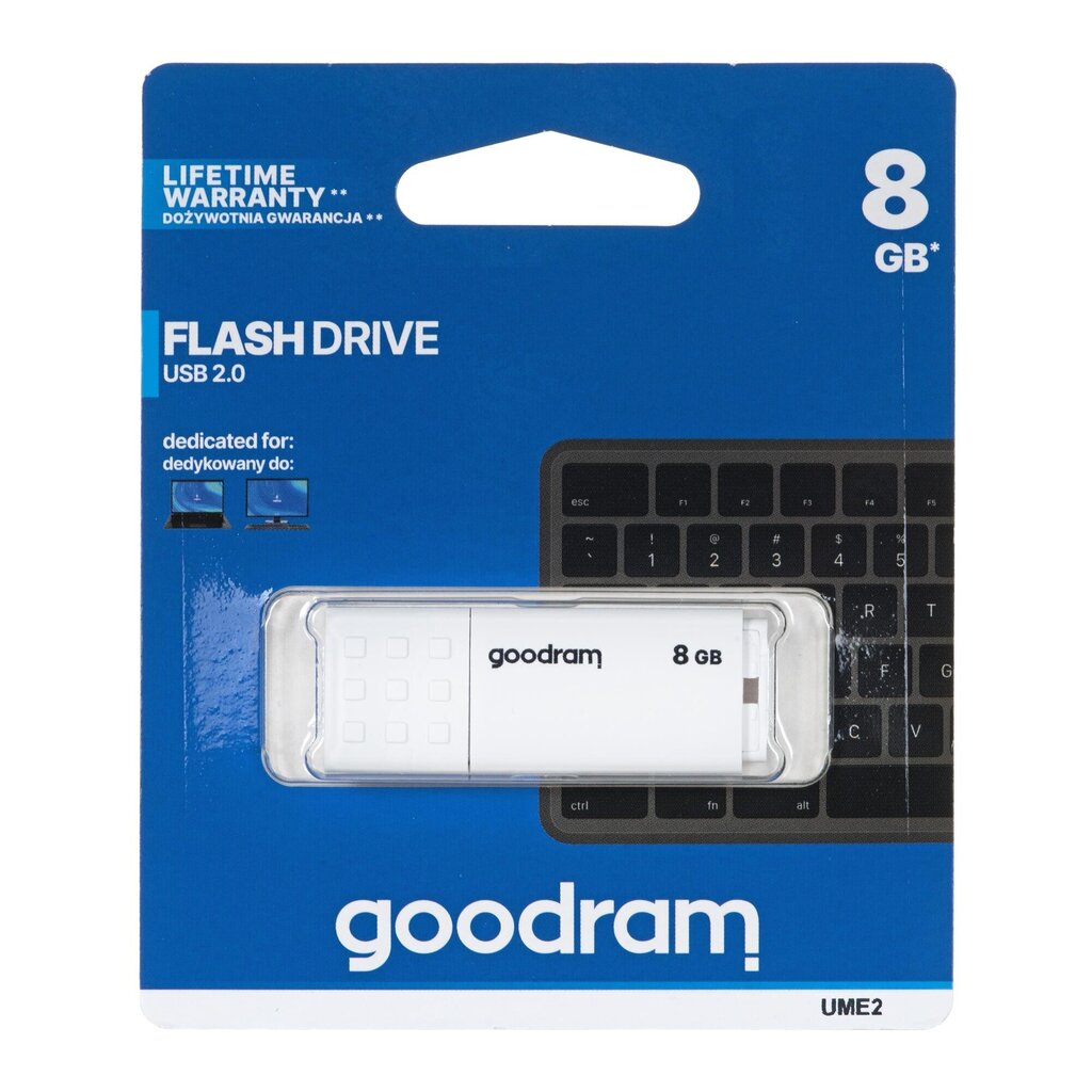 GOODRAM FLASHDRIVE 8GB UME2 USB 2.0 WHITE hind ja info | Mälupulgad | kaup24.ee