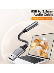 USB to 3,5 mm pistikuga heliadapter USB A kuni 3,5 mm helikaabel USB helipistiku adapteriga kõrvaklappide konverter arvuti sülearvuti jaoks - mitmevärviline цена и информация | Кабели и провода | kaup24.ee