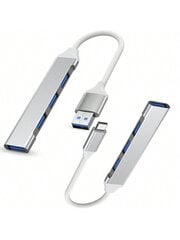 Maerknon 1PC Silver 4-ühes USB-tüüp C-jaotur USB C SD-lugeja USB-laadija USB 3.0 jaoturi laiendaja toiteadapter PC-arvutile sülearvuti sülearvuti nutitelefoni dokkimisjaam - hõbedane-ühe suurusega цена и информация | Кабели и провода | kaup24.ee