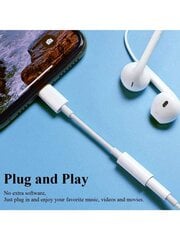 1-2 tk helikõrvaklappide konverteri adapter, 3,5 mm kuni Lightning, ühildub IPhone 14 13 12 Pro Max Plus kõrvaklappide pikendusjuhtme adapteriga - valge цена и информация | Кабели и провода | kaup24.ee