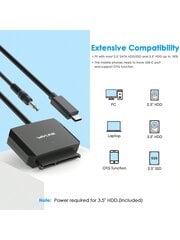 WAVLINK WAVLINK USB C–SATA III kõvaketta adapterkaabel, SATA–USB C 5Gbps muundur, välise kõvaketta pesa 2,5