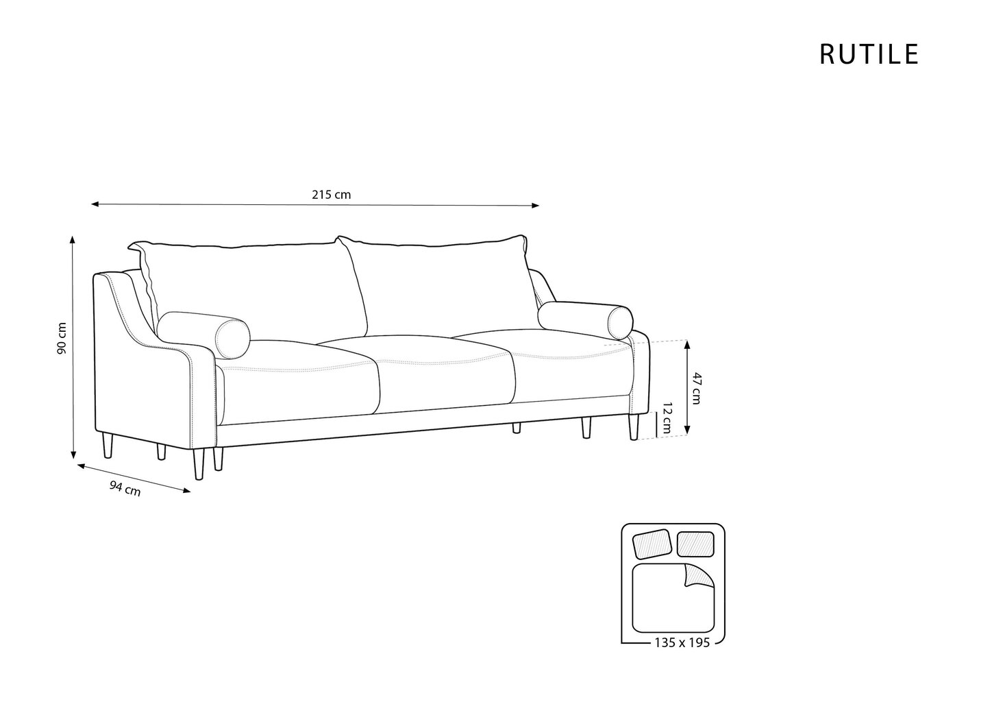 Diivan Micadoni Home Rutile 3S, must hind ja info | Diivanid ja diivanvoodid | kaup24.ee