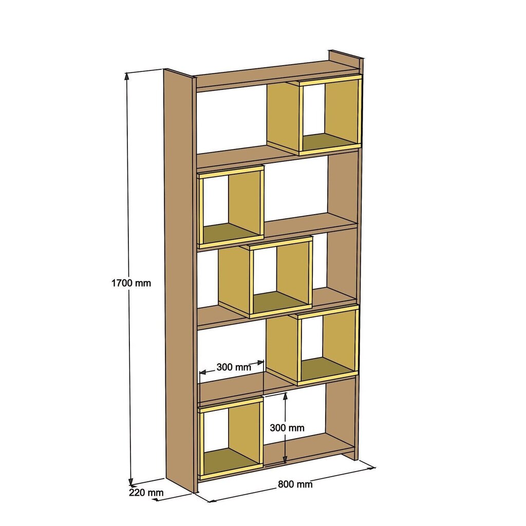 Eraldiseisev riiul Kalune Design Box II, pruun/kreem цена и информация | Riiulid | kaup24.ee