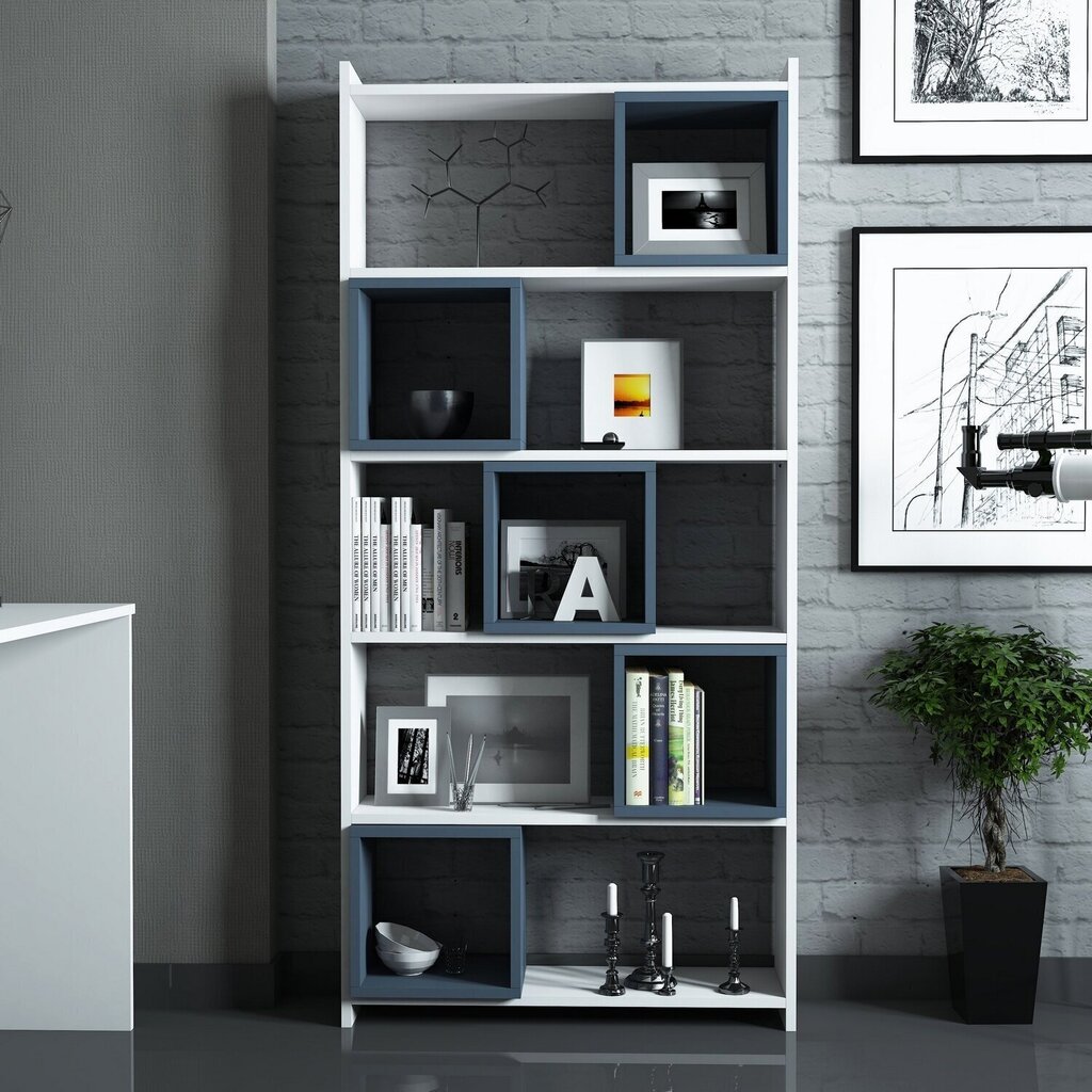 Eraldiseisev riiul Kalune Design Box II, valge/sinine hind ja info | Riiulid | kaup24.ee