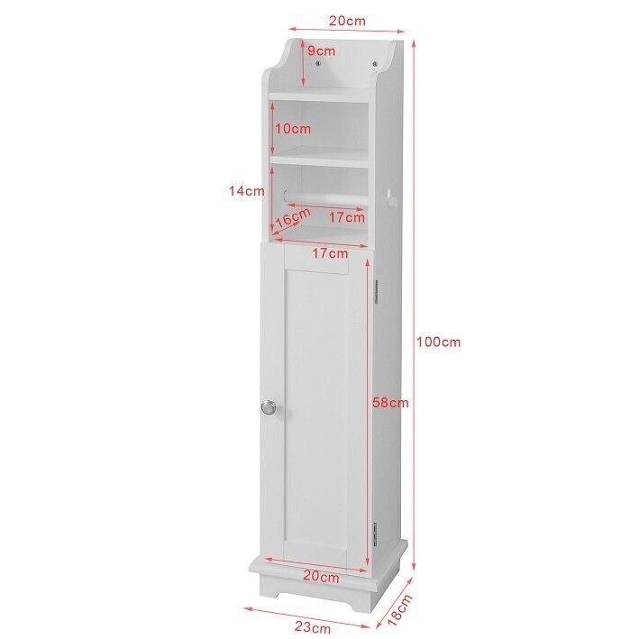 Eraldiseisev vannitoakapp SoBuy FRG177-W, valge hind ja info | Vannitoakapid | kaup24.ee