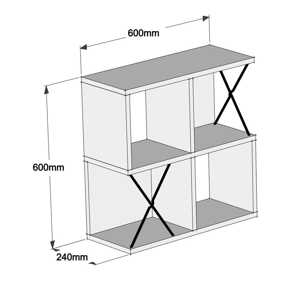 Seinariiul Kalune Design Extra Square, kreem/must hind ja info | Riiulid | kaup24.ee