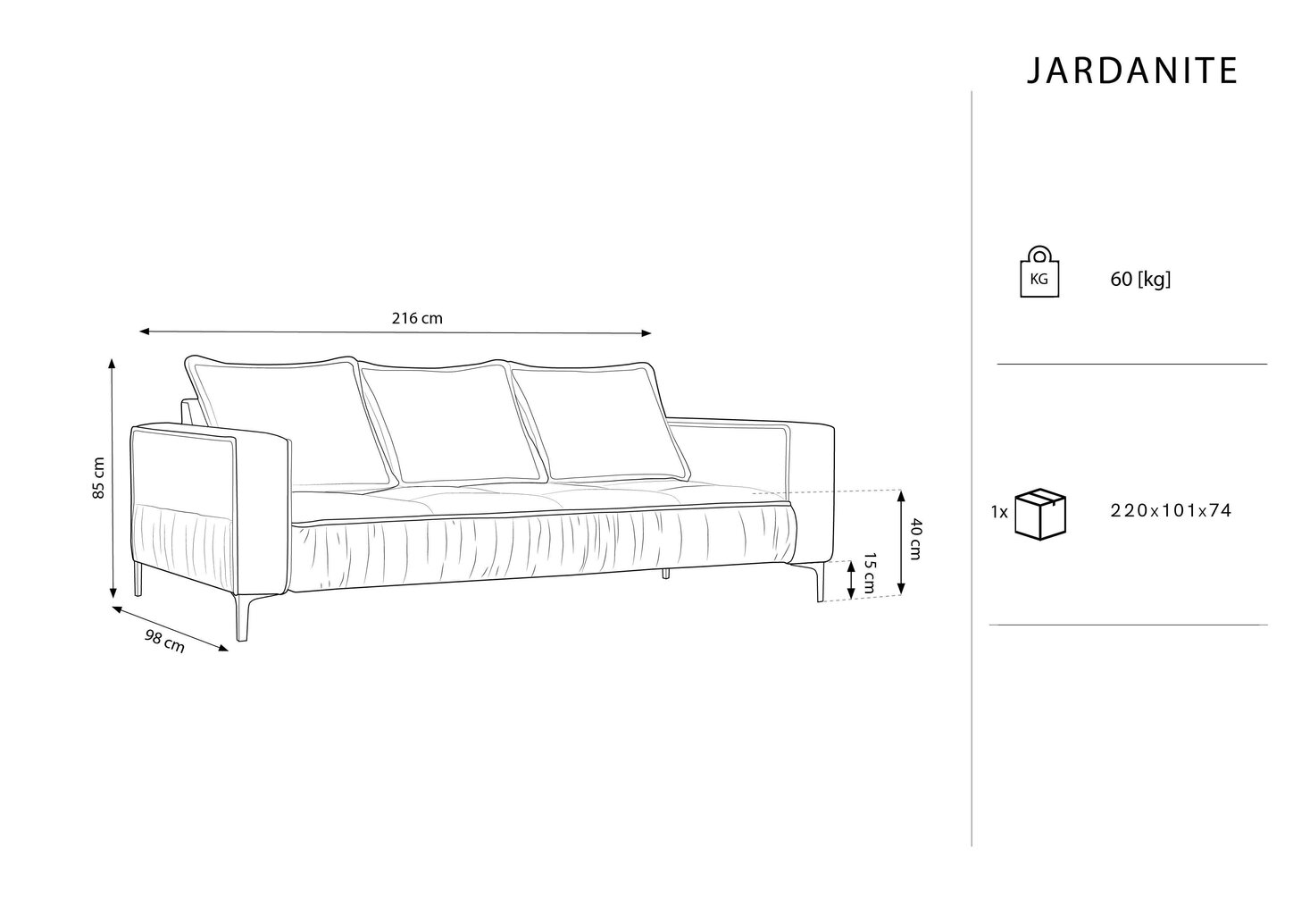 Diivan Micadoni Home Jardanite 3S, helehall цена и информация | Diivanid ja diivanvoodid | kaup24.ee