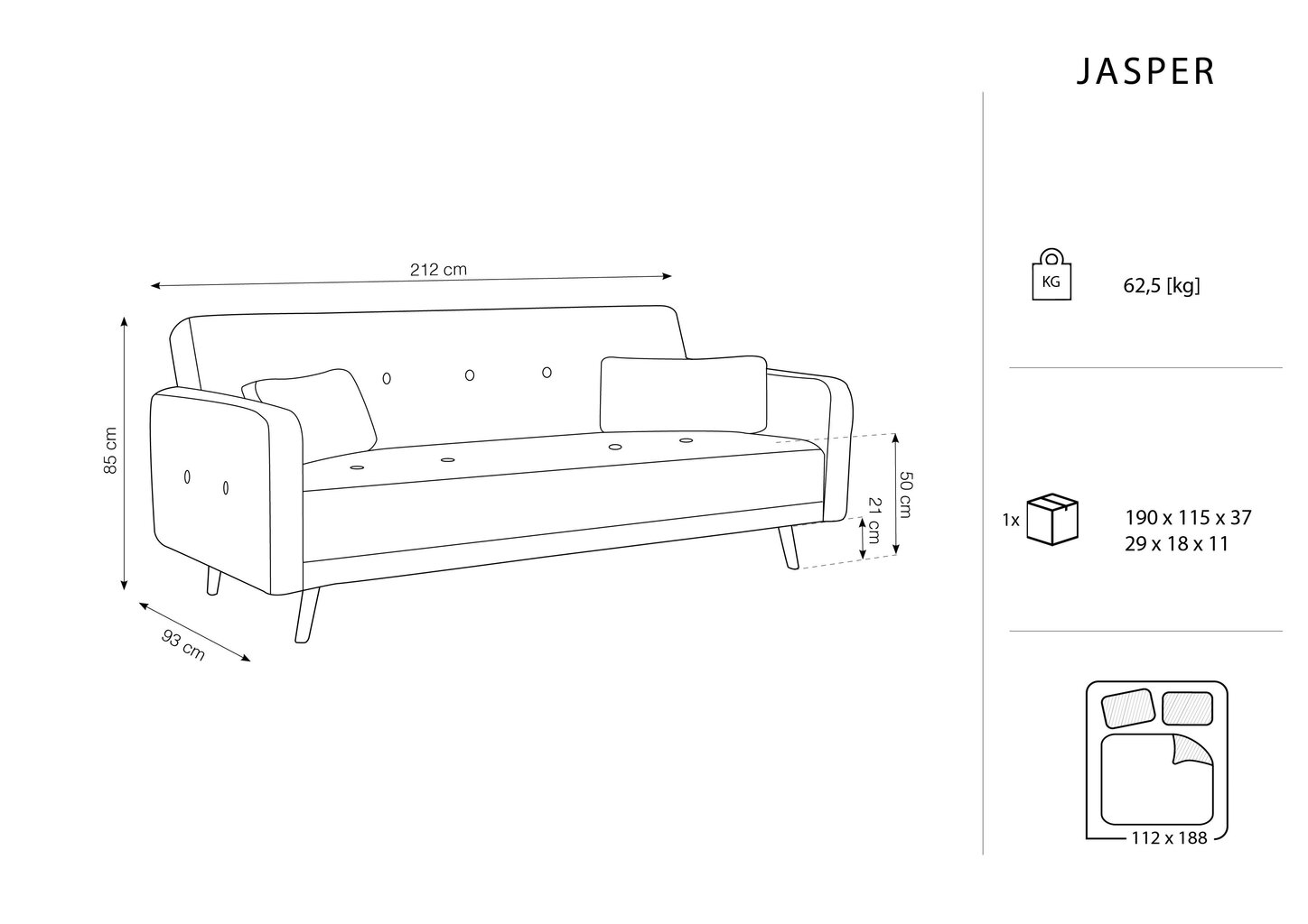 Diivan Micadoni Home Jasper 3S, roosa hind ja info | Diivanid ja diivanvoodid | kaup24.ee