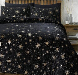 Voodipesukomplekt Glamur Stars Teddy 140x220cm, must, Sleeptime, 2 osa hind ja info | Voodipesu | kaup24.ee